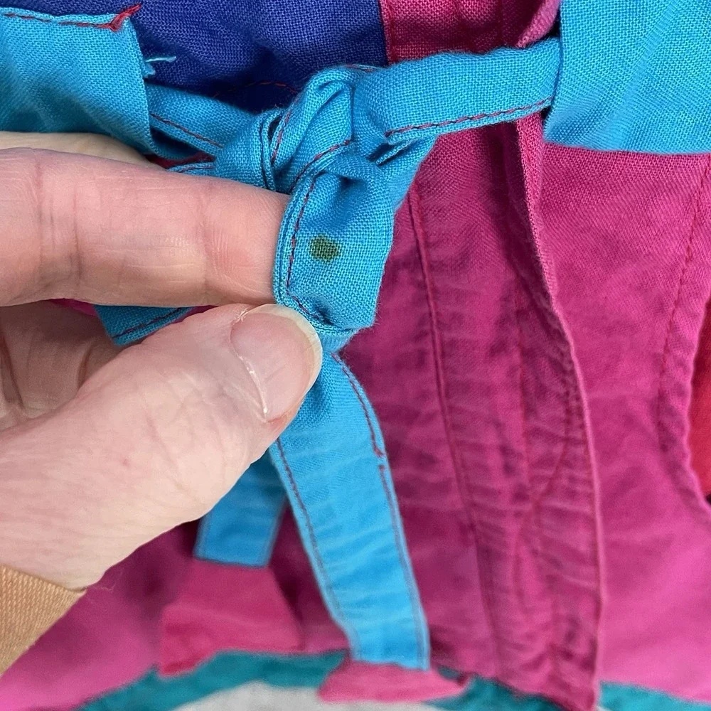 Vintage Maximalist Colorblock Patchwork Jacket Womens XL Reversible Boho Artsy‎